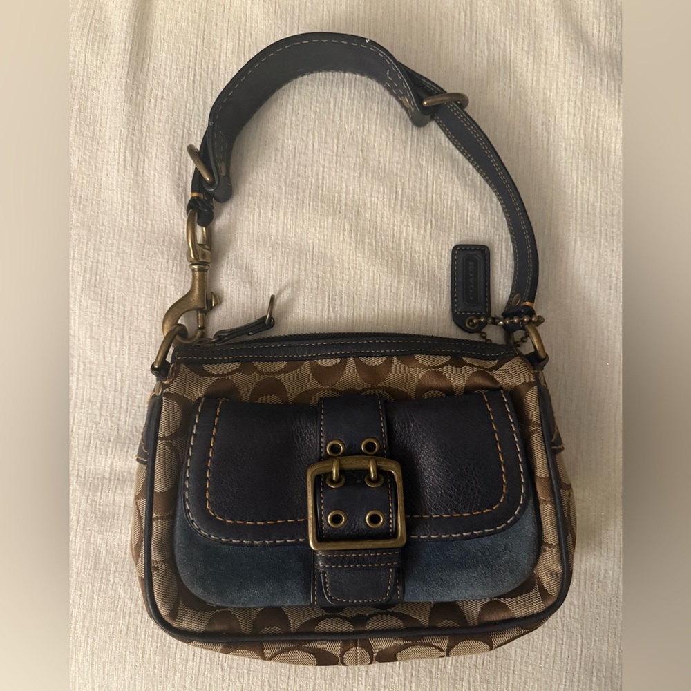 Coach Brown and Blue Shoulder Bag